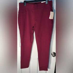 $44 St John’s Bay Leggings Size Large L Skinny Leg Secretly Slender Mid Rise Red